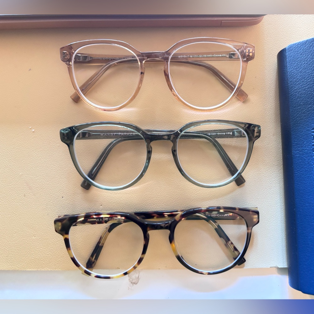 Warby Parker Wright framed glasses OD -2.50 OS -2.72